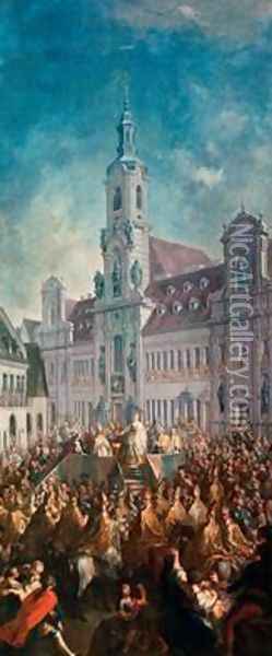The Coronation of Empress Maria Theresa of Austria 1717-80 in Pressburg 1768 Oil Painting - Franz Messmer