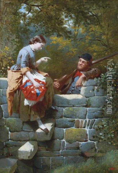 A Meeting By The Stile Oil Painting - William Edward Millner