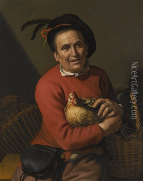 The Poulterer With Baskets Oil Painting - Hendrick Bloemaert