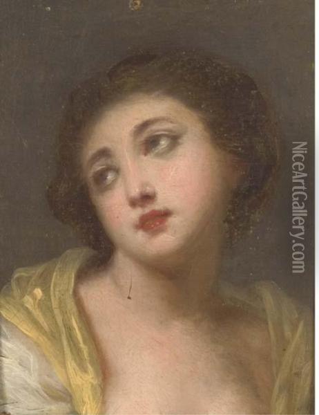 Portrait De Jeune Fille Regardant Vers La Gauche Oil Painting - Jean Baptiste Greuze
