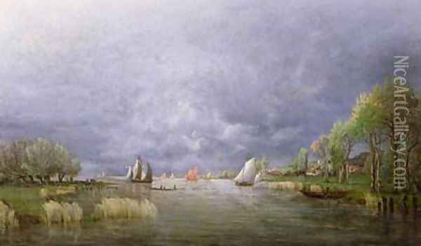 Banks of the Loire in Spring Storm Effect Oil Painting - Charles Leroux