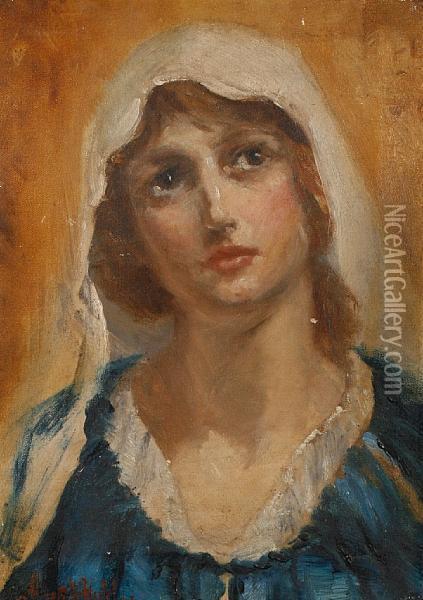 Portrait Of A Young Woman Oil Painting - Albert William Holden