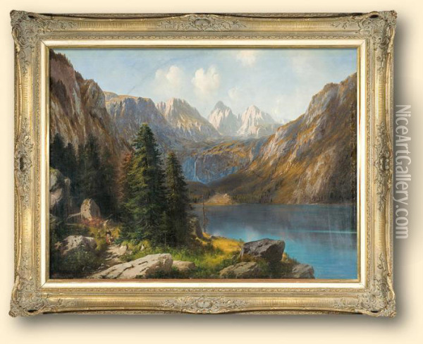 Jezioro Obersee W Alpach Oil Painting - Heinrich (Heinz) Hiller