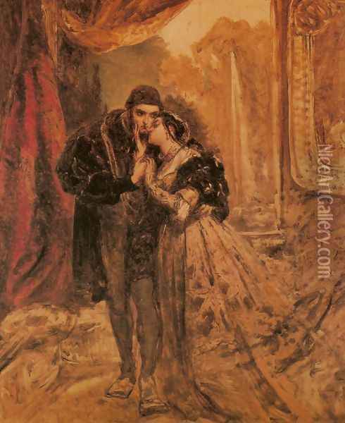 King Sigismund II Augustus and Barbara Radziwill Oil Painting - Jan Matejko
