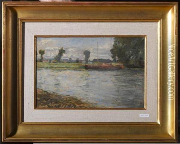 Flusslandschaft. Oil Painting - Claude Vignon