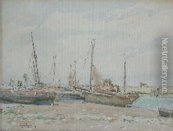 Harbour Scene Oil Painting - David Foggie