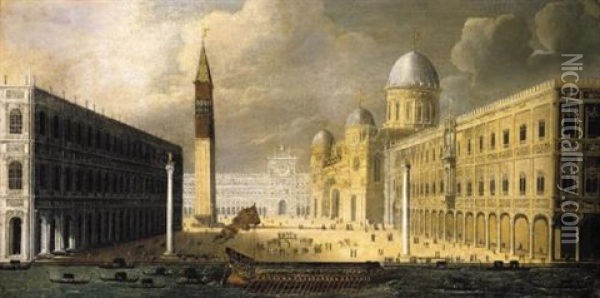 Venice, A View Of The Molo And The Piazzetta From The Bacino Di San Marco Oil Painting - Francois de Nome