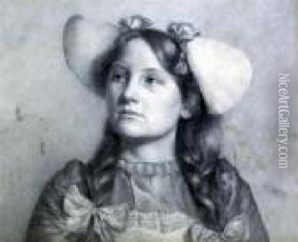 Portrait Of A Flemish Girl Oil Painting - Sir Hubert von Herkomer