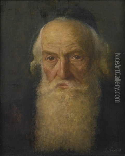Rabbi Reading And Portrait Of A Rabbi (2 Works) Oil Painting - Lazar Krestin