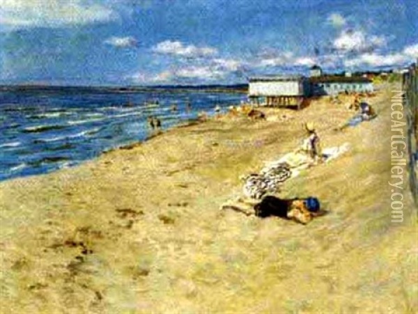 Am Strand Oil Painting - Josef Jungwirth