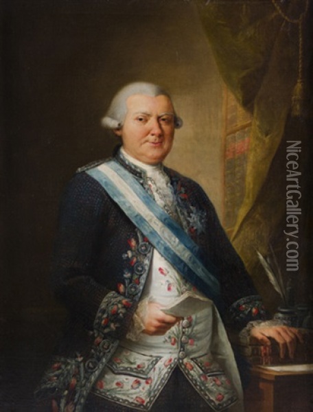 Retrato De D. Juan Acedo Rico Rodriguez, Primer Conde De La Canada Oil Painting - Mariano Salvador de Maella