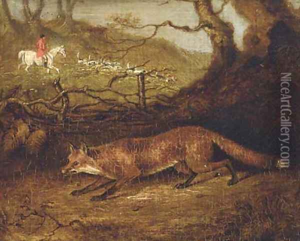 The fox and hunt Oil Painting - English School