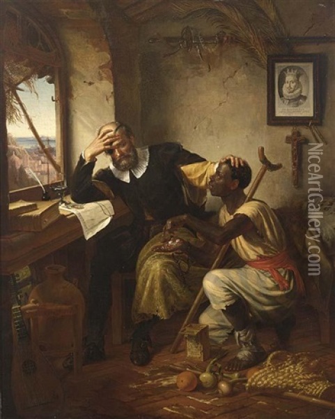 The Offering Oil Painting - Theobald Freiherr von Oer