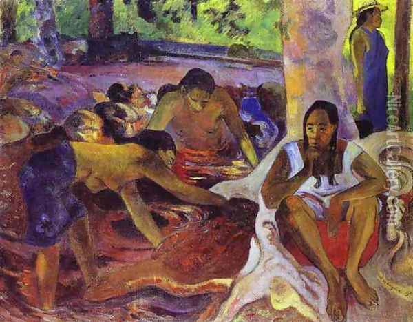 The Fisherwomen Of Tahiti Oil Painting - Paul Gauguin