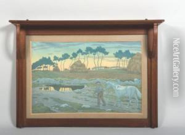 Trumeau En Platane T Oil Painting - Gustave Serrurier Bovy