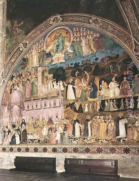 Frescoes on the right wall Oil Painting - Andrea Bonaiuti da Da Firenze