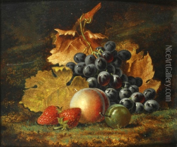 Still Life Of Fruit And Vine Leaves Oil Painting - Henry George Todd