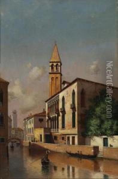 Canal In Venice Oil Painting - Warren W. Sheppard