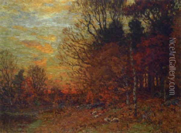 A Blazing Autumn Day Oil Painting - John Joseph Enneking