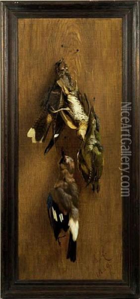 Jagdstillleben Mitwildvogeln Oil Painting - Leopold Zinnogger