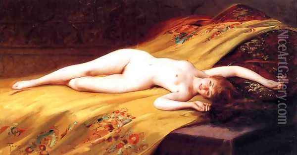 Reclining Nude Oil Painting - Luis Ricardo Falero
