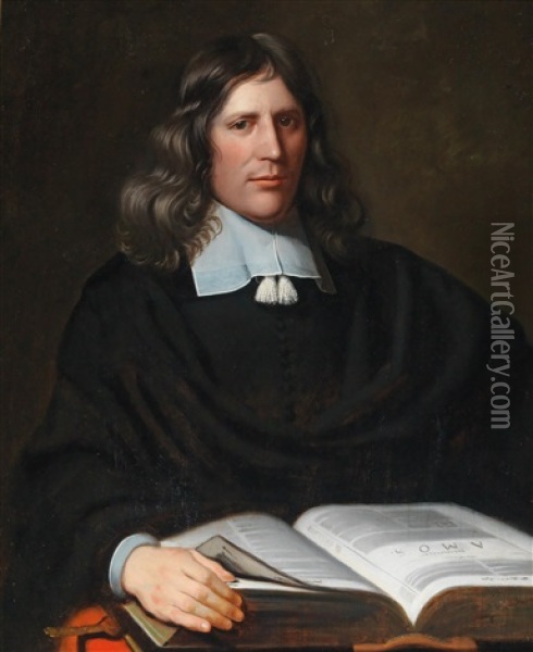Portrait Of A Clergyman With The Book Of Amos Oil Painting - Christoffel Pierson