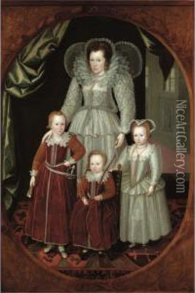 Various Properties
 

 
 
 

 
 Portrait Of Anne, Lady Wentworth (d.1625), Wife Of Henry, 3rd 
Baron Wentworth (d.1593), And Her Children, Thomas (1591-1667), Jane 
(b.1592) And Henry (1594-1644) Oil Painting - Marcus Ii Gerards
