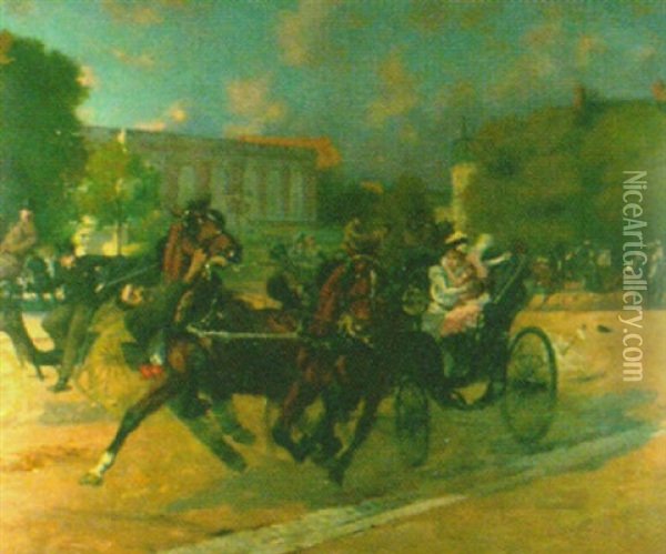 The Runaway Carriage Oil Painting - Rene Maxime Choquet