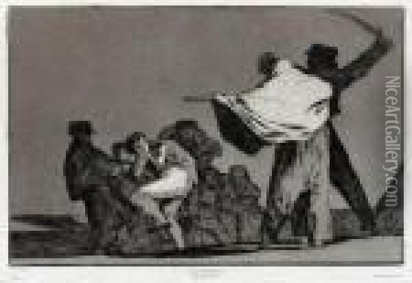 Dos A Uno, Meten La Paja En Elculo Oil Painting - Francisco De Goya y Lucientes