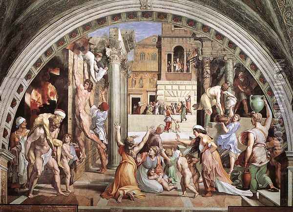 The Fire in the Borgo (from the Stanza dell'Incendio di Borgo) Oil Painting - Raphael