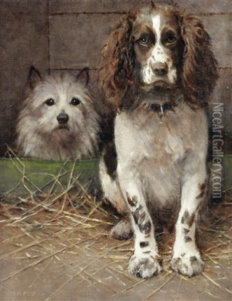 Spaniel And Cairn Oil Painting - Samuel Fulton