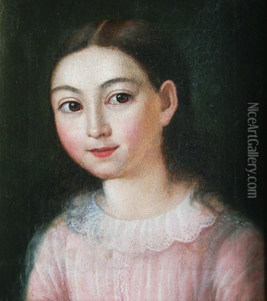 Portret Dziewczynki Oil Painting - Feliks Hanusz