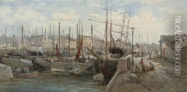 Douglas Harbour, Isle Of Man Oil Painting - William Edward Webb