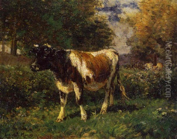 Vache Au Pre Oil Painting - Emile van Marcke de Lummen