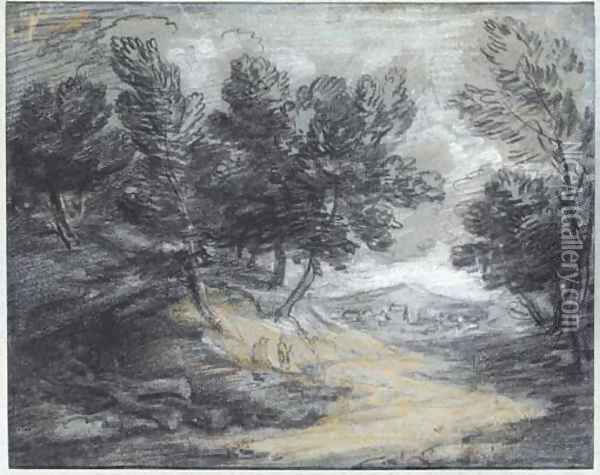 A track through a wooded landscape Oil Painting - Thomas Gainsborough