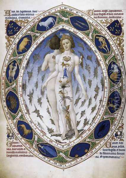 Les tres riches heures du Duc de Berry- Astrological Man c. 1416 Oil Painting - Jean Limbourg