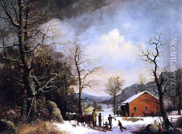 Winter Scene 1857 Oil Painting - George Henry Durrie