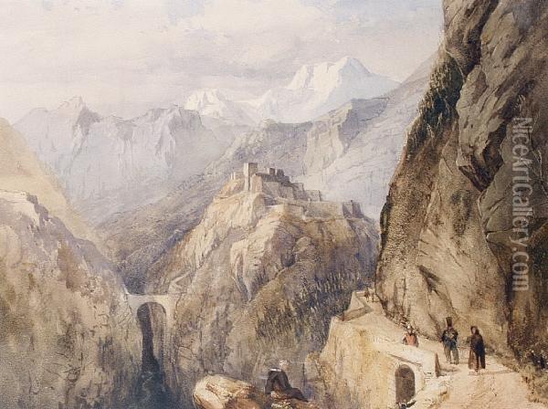 An Alpine Pass Oil Painting - William Clarkson Stanfield