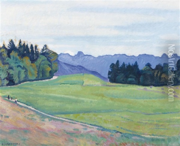Expressive Landschaft Mit Stockhornkette Oil Painting - Emil Cardinaux