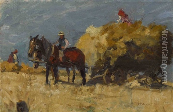 Getreideernte Mit Pferdegespann Oil Painting - Max Joseph Pitzner