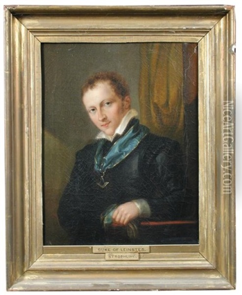 Portrait Of The 3rd Duke Of Leinster, Grand Master Of The Freemasons Of Ireland (1791-1874) Oil Painting - Eduard (Peter Eduard) Stroehling
