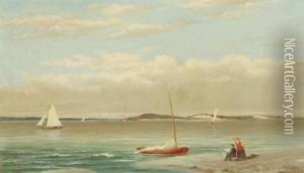 Artist At The Beach Oil Painting - Newbold Hough Trotter