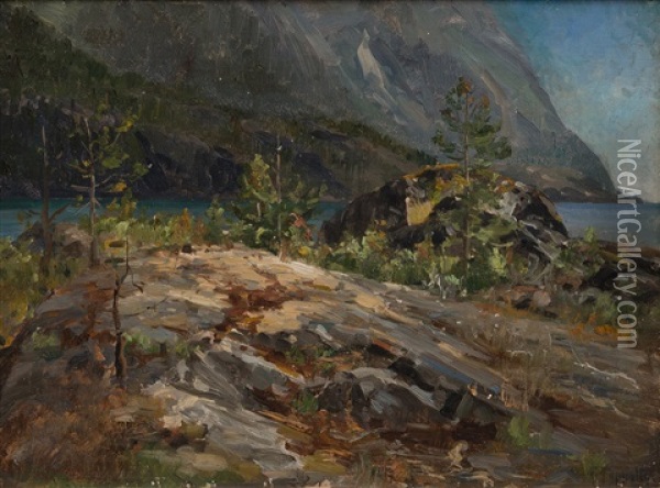 Norwegian Fjord Oil Painting - Woldemar Toppelius