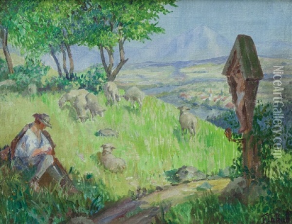 Na Pastve Oil Painting - Frantisek Jakub