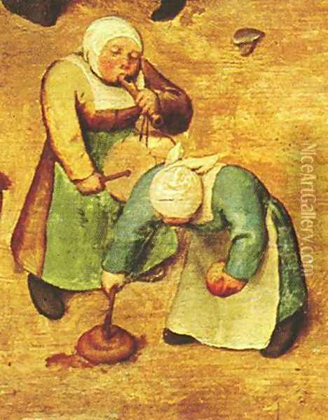 Children's Games (detail 10) 1559-60 Oil Painting - Pieter the Elder Bruegel