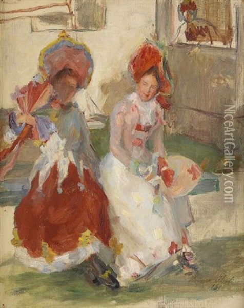 I Vanthallen - Sittande Kvinnor Oil Painting - Hanna (Hirsch) Pauli