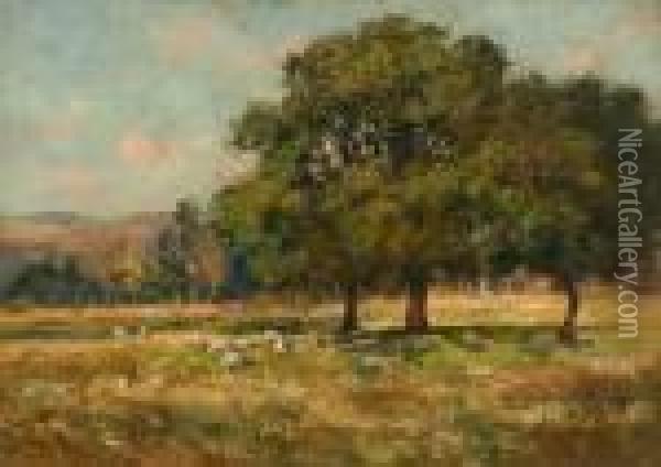 The Meadow, Tal-y-bont, Conway Oil Painting - Josiah Clinton Jones