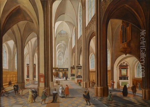 Das Innere Der Onze Lieve Vrouwe-kathedrale In Antwerpen Oil Painting - Peeter Neeffs the Younger