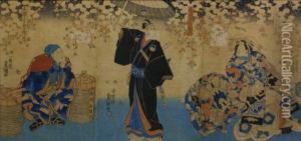 A Scenefrom Sukeroku Oil Painting - Utagawa Toyokuni Iii
