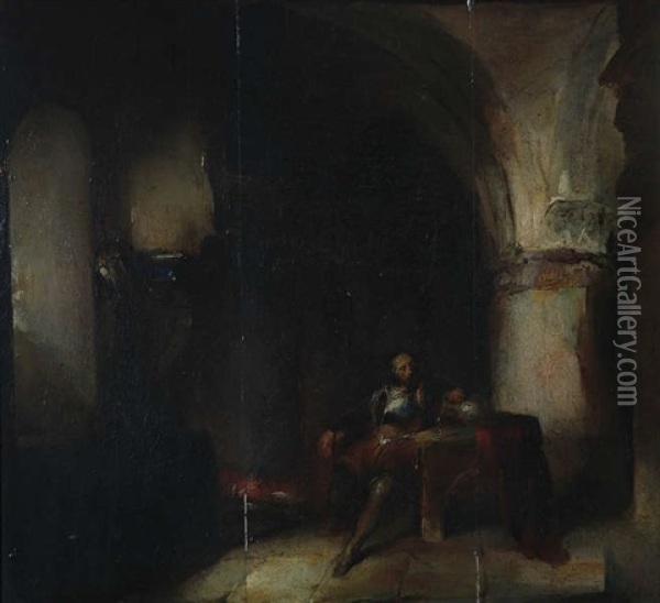 Interieur Du Chateau-fort De Bouchout Oil Painting - Hendrik Jan Augustyn Leys